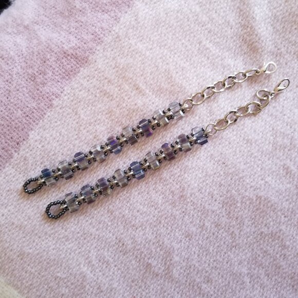 New handmade woven crystal bracelet with iridescent crystal cube beads - Picture 5 of 10